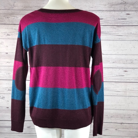 Kensie Womens Size L Melange Striped Knit Sweater - Picture 6 of 8